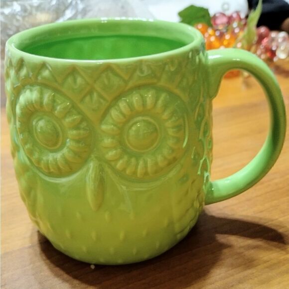 OWL 3D MUG/COFFEE CUP Lime Green VINTAGE HOME Essentials - Picture 1 of 6